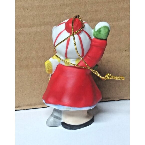 RARE Kitty Cucumber 1989 Cat Red Christmas Ornament Snowball Fight B. Shackman - Picture 3 of 5